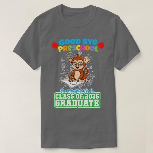 Dag voorschoolse les van 2035 Afstuderen PreK 15 T-shirt (Design voorkant)