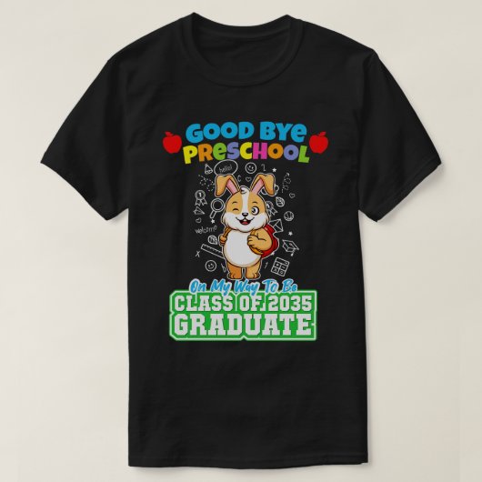 Dag voorschoolse les van 2035 Afstuderen PreK 7 T-shirt (Design voorkant)