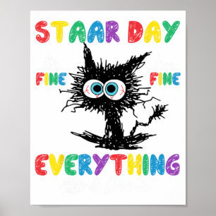 Dag Zwart Kat Leraar Student Kinder Staar Testen D Poster