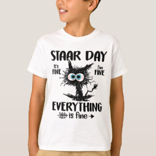 Dag Zwart Kat Leraar Student Kinder Staar Testen D T-shirt