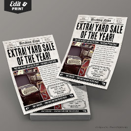 Dagblad Event Flyer | Retro Community Yard verkoop