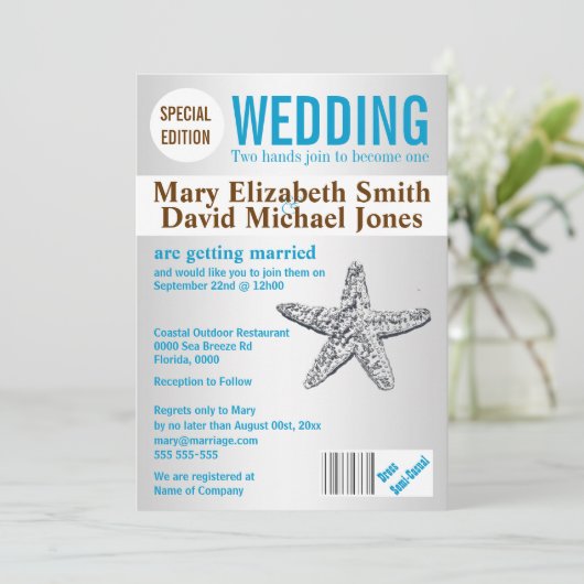 Dagblad PERSONALIZE van het strand van Starfish Kaart (Staand voorkant)