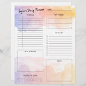 Dagblad Waterverf Ombre Daily Planner Briefhoofd (Voorkant / Achterkant)