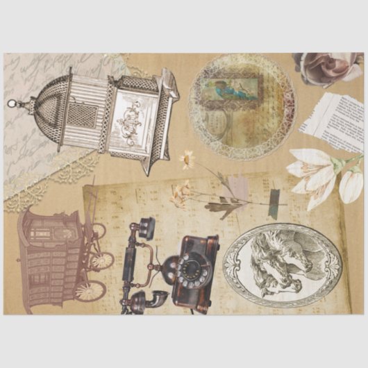  Dagboek Victoriaans Ontwerp Decoupage Romantisch Tissuepapier (Voorkant)