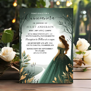 Dagbomen Gouden Munt Glam Emerald Green Quinceaner Kaart