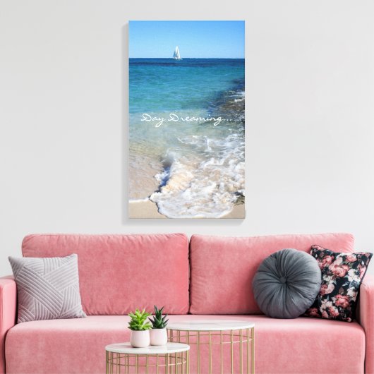 Dagdromen - Witte zeilboot - Canvas (Insitu (Woonkamer))