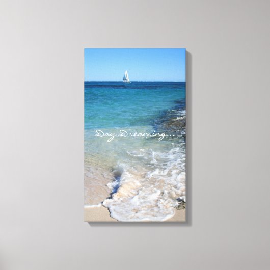 Dagdromen - Witte zeilboot - Canvas Afdruk (Voorkant)