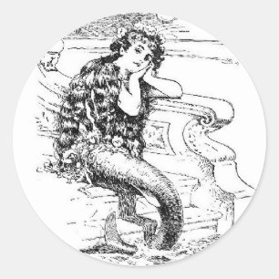 dagdromen zeemeermin, ronde sticker