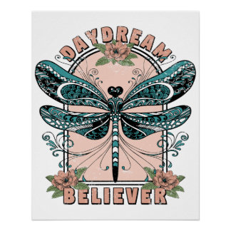 Dagdroom - Kute Dragonfly -  Floral Perfect Poster