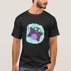 Dagdroom Vliegende Kitty Kat Paarse Grafiek T-shirt