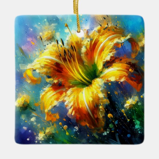 Dagelijks Bloemen Impressionistisch Schilderij Gee Keramisch Ornament (Voorkant)