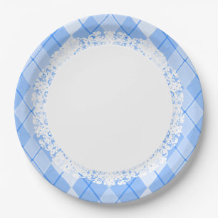 Dagelijks_Dinner_Paper-Borden(c)Lace-Blue_Argyle Papieren Bordje
