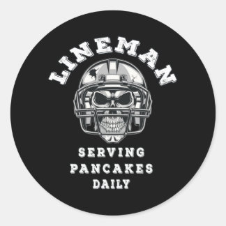 Dagelijks football van lineman met pannenkoeken ronde sticker