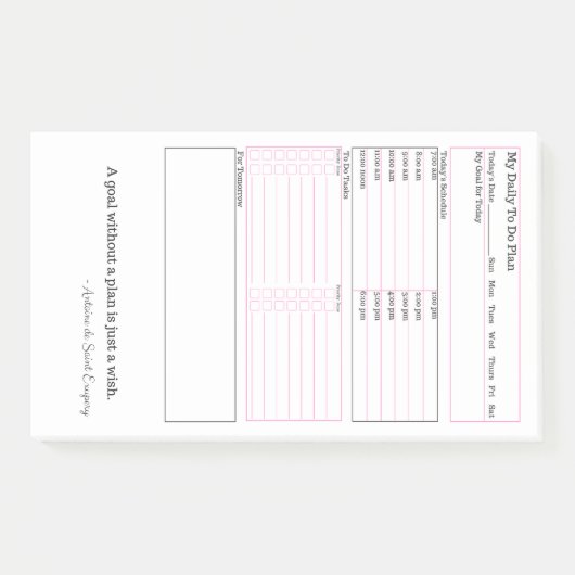 Dagelijks in roze, wit en zwart post-it® notes (Voorkant)
