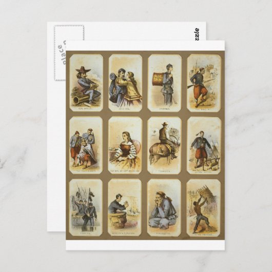 Dagelijks leven in het militaire kamp van de Unie Briefkaart (Voorkant / Achterkant)