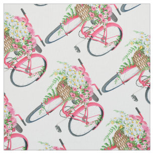 Dagelijks mandje roze fietspatroon stof