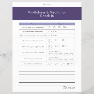 Dagelijks Mindfulness- en Meditatiecontroleblad Flyer