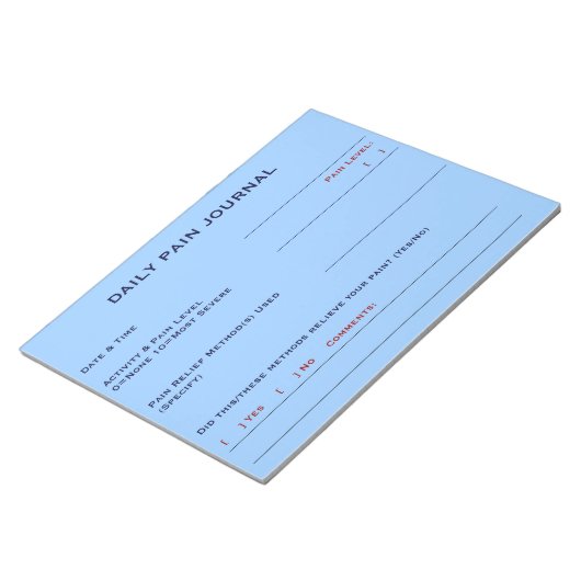 Dagelijks Pain Journal (Sky Blue) Notitieblok (Schuin)