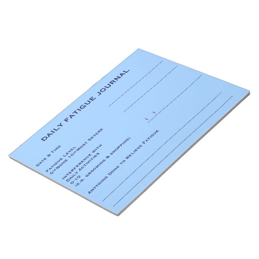Dagelijks vermoeidheidsjournaal (hemelsblauw) notitieblok (Schuin)