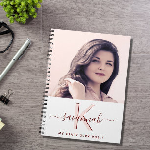 Dagelijkse aangepaste foto witte rozen gouogram notitieboek