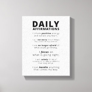 Dagelijkse Affirmaties Inspirerende Spreuk Canvas Afdruk