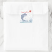 Dagelijkse dolfijn met rode ballon vierkante sticker (Tas)