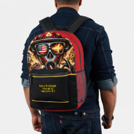 Dagelijkse helden brandweerlieden staren bedrukte rugzak