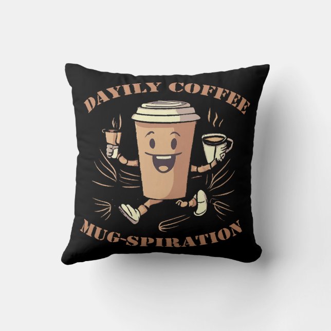 Dagelijkse koffiemug inspiratie kussen (Achterkant)
