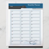 Dagelijkse, maandelijkse plannermodel (Achterkant)