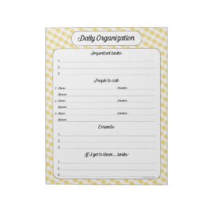 Dagelijkse organisatie - Geel Notitieblok Gingham
