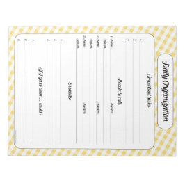 Dagelijkse organisatie - Geel Notitieblok Gingham
