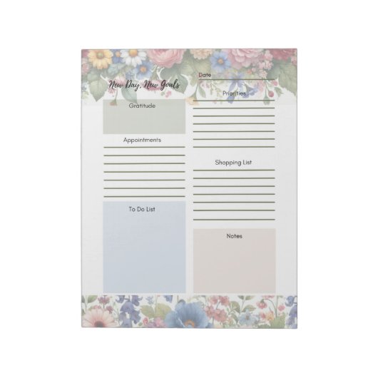 Dagelijkse Planner Meerkleurige Bloemrijke Rand No Notitieblok (Gedraaid)