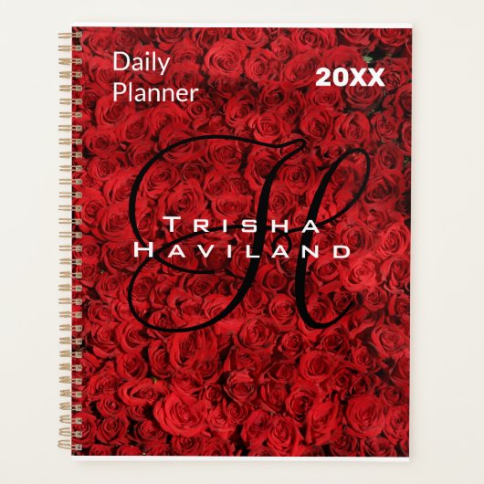 Dagelijkse planner met monogram - rode rozen (Voorkant)
