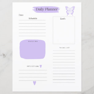 Dagelijkse planner pagina takenlijst mauve