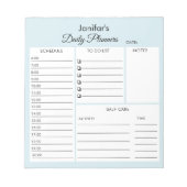 Dagelijkse planner script lichtblauw notitieblok (Voorkant)