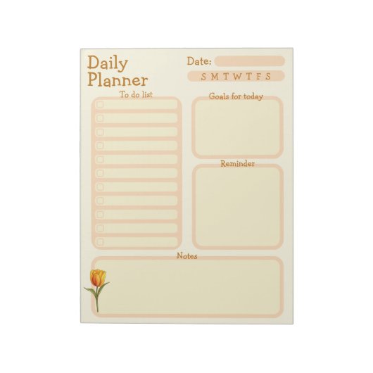Dagelijkse planner, to do lijst, herinnering tulp notitieblok (Gedraaid)