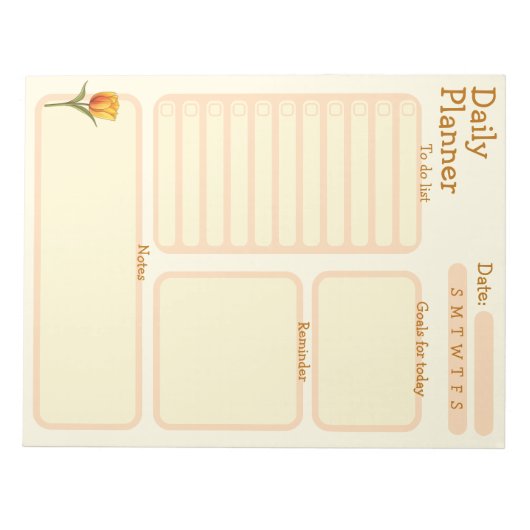 Dagelijkse planner, to do lijst, herinnering tulp notitieblok (Voorkant)