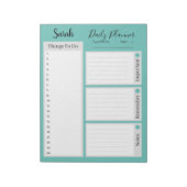 Dagelijkse plannerherinneringen blauwgroen weergev notitieblok (Gedraaid)