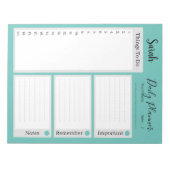 Dagelijkse plannerherinneringen blauwgroen weergev notitieblok (Voorkant)