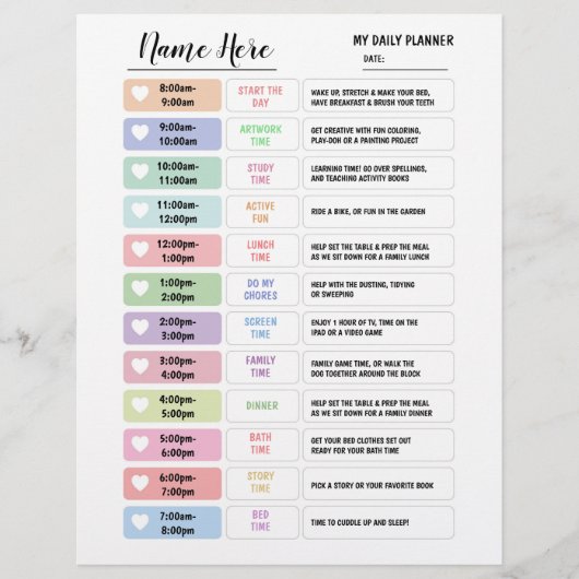 Dagelijkse plannerkaart voor kinderen schema ster  flyer (Voorkant)