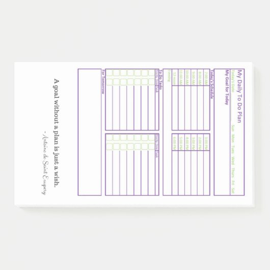 Dagelijkse planning in Paars en groen Post-it® Notes (Voorkant)