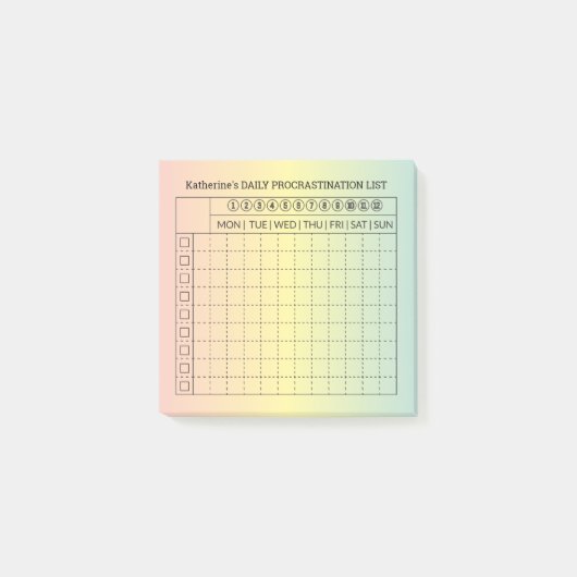 Dagelijkse Procrastination Goals ListPost-it Notes (Voorkant)