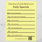 Dagelijkse specials restaurant flyer met QR-code g (Voorkant)