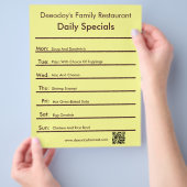Dagelijkse specials restaurant flyer met QR-code g (Hand)