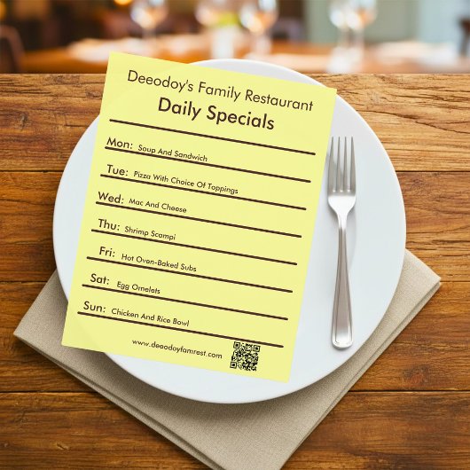 Dagelijkse specials restaurant flyer met QR-code g