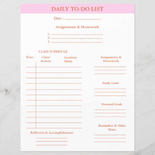 Dagelijkse to-do lijst Academic Planner College St (Achterkant)