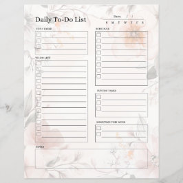 Dagelijkse to-do lijstpagina (bloemenontwerp)