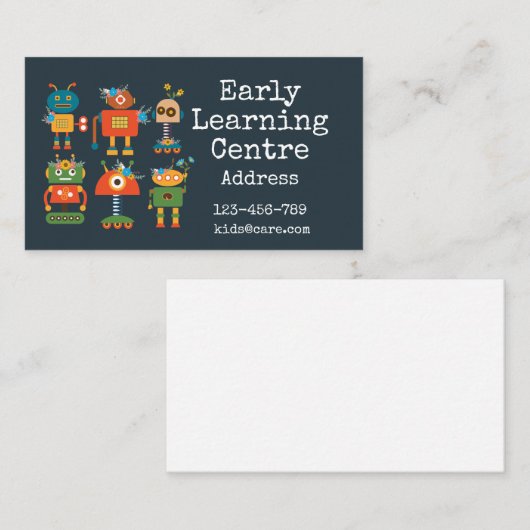 Dagelijkse zorgrobots voor het vroege leercentrum visitekaartje (Voorkant / Achterkant)