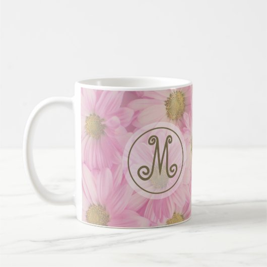 dagen Blush roze roze klinkklare Initiaal Koffiemok (Links)