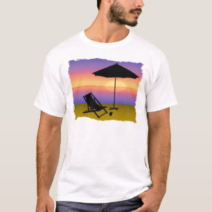 Dagen Eind bij Beach met Umbrella en voorzitter T-shirt